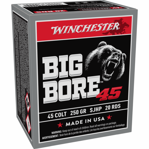 Winchester Big Bore Handgun Ammunition .45 Colt 250 gr. SJHP 845 fps 20/ct - Precision Shot Firearms