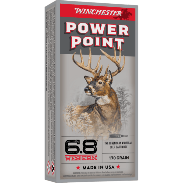Winchester Power Point Rifle Ammunition 6.8 Western 170 gr. SP 3218 fps 20/ct - Precision Shot Firearms