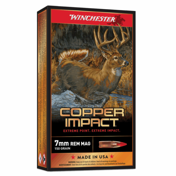 Winchester Copper Impact Rifle Ammunition 7mm Rem Mag 150 gr. BT 20/ct - Precision Shot Firearms