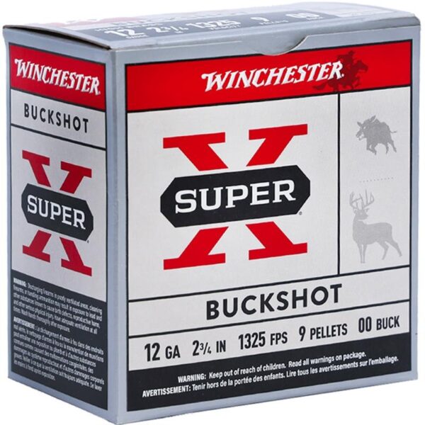 Winchester Super-X Shoshells 12ga 2-3/4" 9plts 1325 fps #00 Buck 25/ct - Precision Shot Firearms
