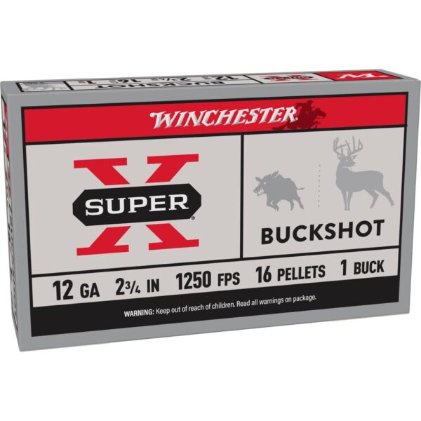 Winchester Super-X Buckshot Shotshells 12 ga 2-3/4" 1350 fps #1B 5/ct - Precision Shot Firearms