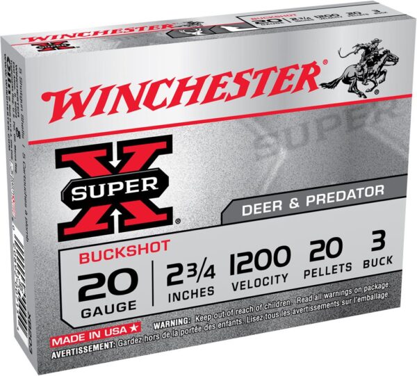 Winchester Super X Buckshot Shotshells 20 ga 2-3/4" 1200 fps #3 15/ct - Precision Shot Firearms