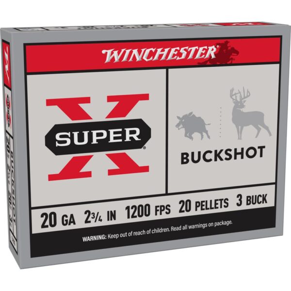 Winchester Super-X Buckshot Shotshells 20 ga 2-3/4" 1200 fps #3B 5/ct - Precision Shot Firearms