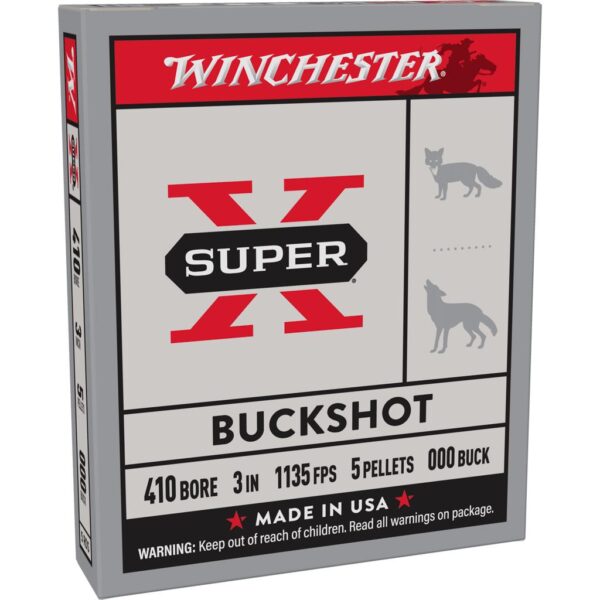 Winchester Super-X Buckshot Shotshells .410 ga 3" 1135 fps #000 5/ct - Precision Shot Firearms