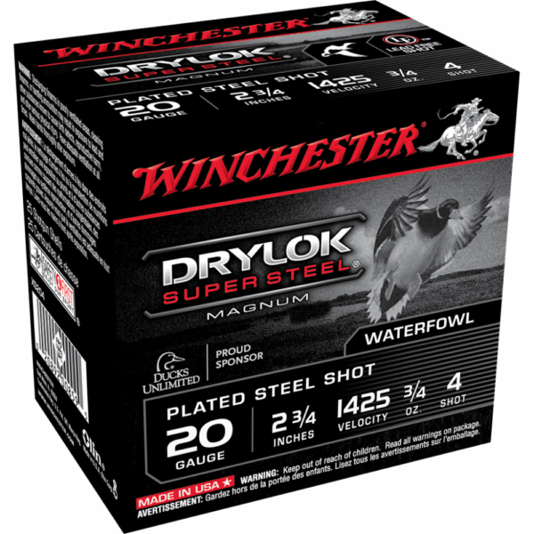 Winchester Super-X Drylok Super Steel Shotshells 20 ga 2-3/4" 3/4 oz 1425 fps #4 25/ct - Precision Shot Firearms