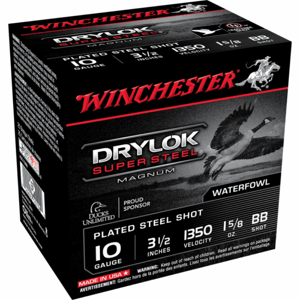 Winchester Super-X Drylok Super Steel Shotshells 10 ga 3-1/2" 1-5/8 oz 1350 fps #BB 25/ct - Precision Shot Firearms
