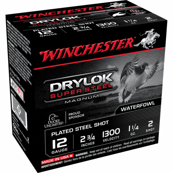 Winchester Super-X Drylok Super Steel Shotshells 12 ga 2-3/4" 1-1/4 oz 1300 fps #2 25/ct - Precision Shot Firearms