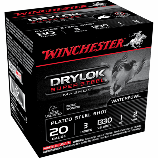 Winchester Super-X Drylok Super Steel Shotshells 20 ga 3" 1 oz 1330 fps #2 25/ct - Precision Shot Firearms