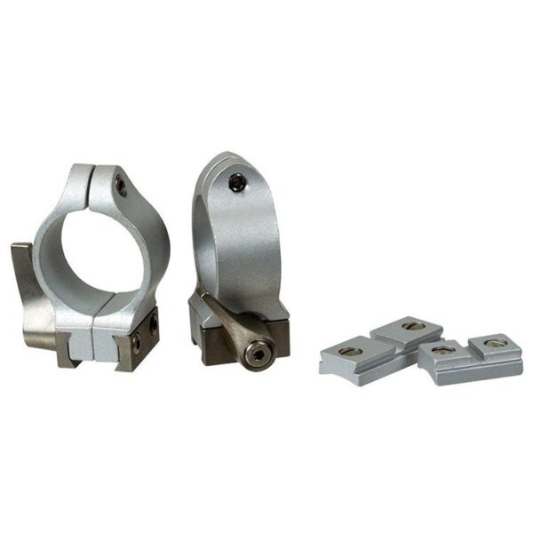 White Muzzleloading Systems QuickLever Rings & Base Set - W Series 1" Medium Silver - Precision Shot Firearms