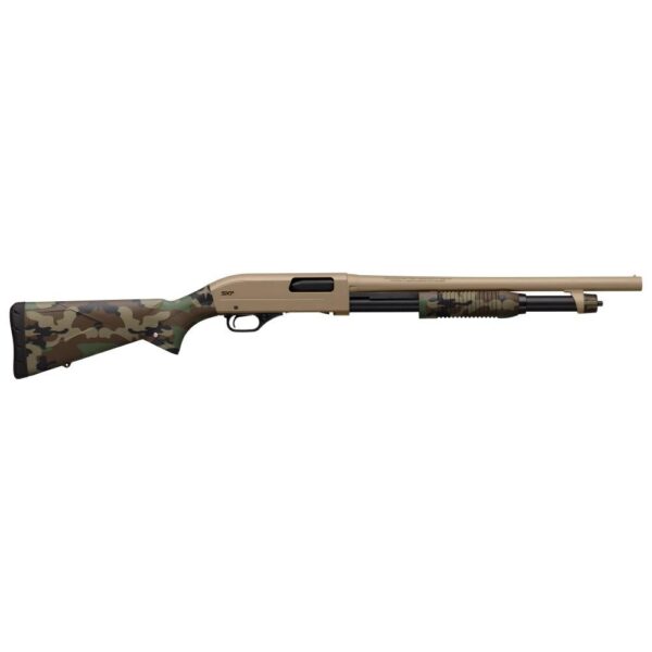 Winchester SXP Woodland Defender Shotgun 12 ga 3" Chamber 5rd Magazine 18" Barrel FDE and Woodland Camo - Precision Shot Firearms