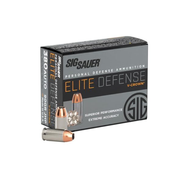 Sig Sauer Elite Performance Pistol Ammunition .380 ACP 90 gr Elite V-Crown JHP Box 20 - Precision Shot Firearms