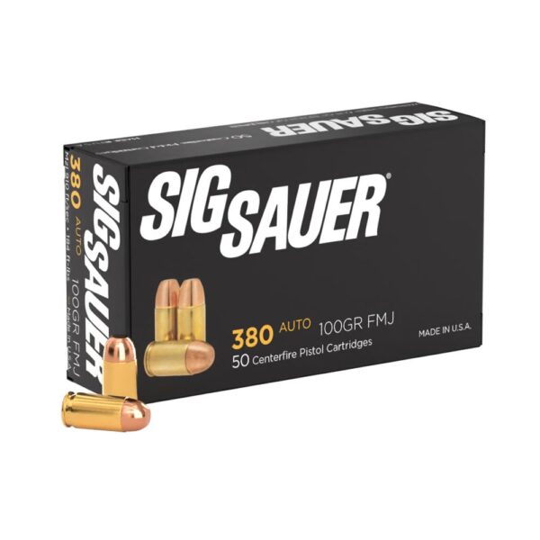 Sig Elite Performance Handgun Ammunition .380 ACP 100 gr FMJ 910 fps 50/ct - Precision Shot Firearms