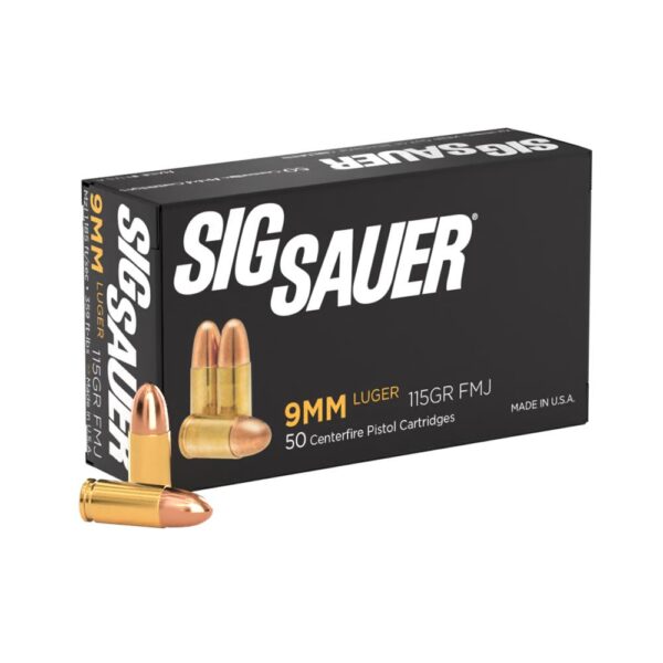 Sig Elite Performance Handgun Ammunition 9mm Luger 115 gr FMJ 1185 fps 50/ct - Precision Shot Firearms