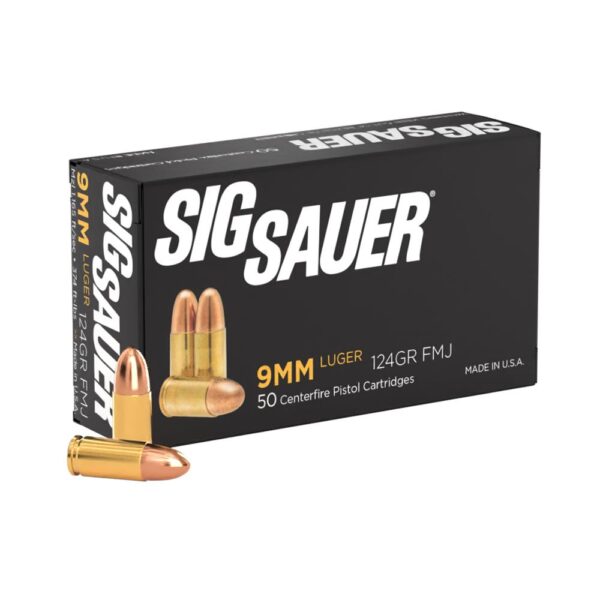 Sig Elite Performance Handgun Ammunition 9mm Luger 124gr FMJ 50/ct - Precision Shot Firearms