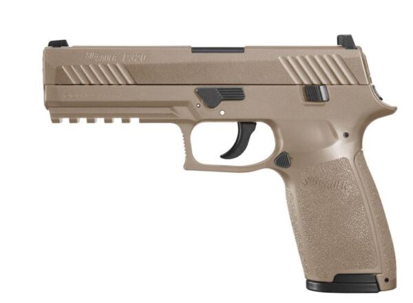 Sig Sauer P320 .177 cal CO2-Powered ASP Air Pistol w 30/rd Belt Magazine 12 Gram CO2 Cartridge - Coyote - Precision Shot Firearms