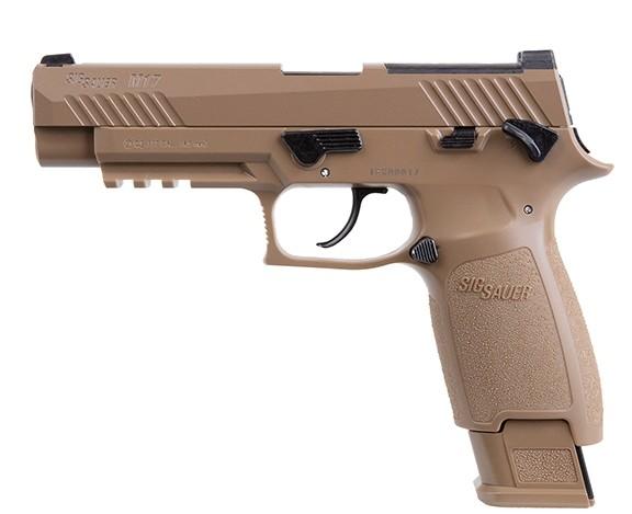 Sig Sauer Semi-automatic CO2-powered P320-M17 Air Pistol - 20rd Pellet Mag Coyote Tan - Precision Shot Firearms