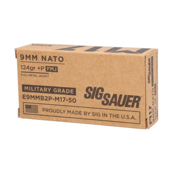 Sig Sauer Elite Ball M17 Handgun Ammunition 9mm Luger 124 gr+P FMJ 1198 fps 50/ct - Precision Shot Firearms