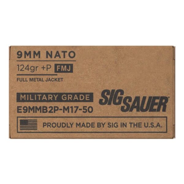 Sig Sauer Elite Ball M17 Handgun Ammunition 9mm Luger 124 gr+P FMJ 1198 fps 50/ct - Precision Shot Firearms