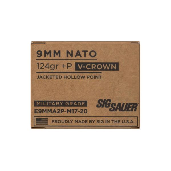 Sig Sauer ELite V-Crown M17 Handgun Ammunition 9mm Luger JHP 1198 fps 20/ct - Precision Shot Firearms