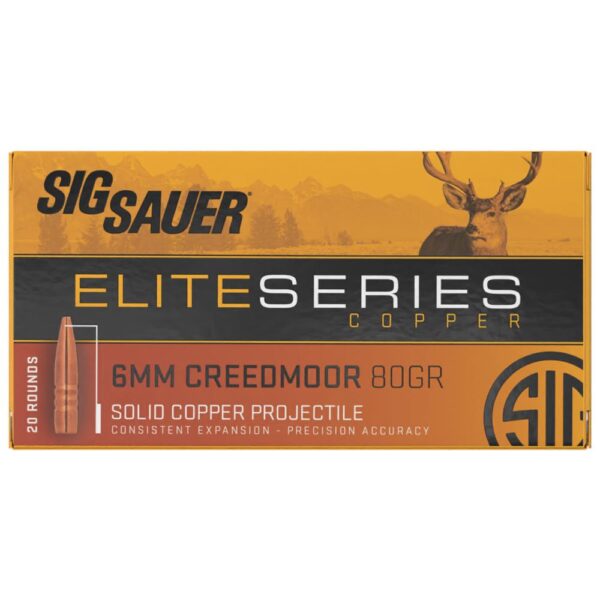 Sig Sauer Elite Hunting Rifle Ammunition 6mm Creedmoor 80 gr Solid Copper 3300 fps 20/ct - Precision Shot Firearms