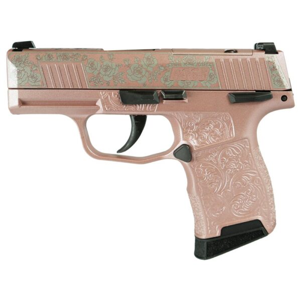 Sig Sauer Exclusive "Rose Gold N Roses" P365-380 Handgun 380 Auto 10rd Magazine 3.1" Barrel Black Manual Safety - Precision Shot Firearms