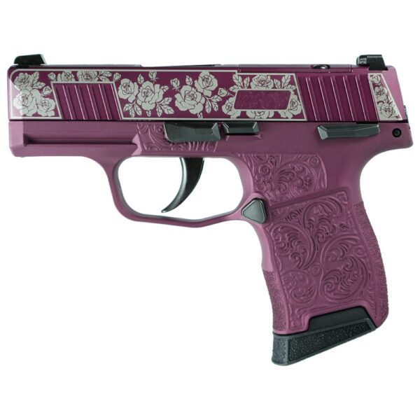 Sig Sauer Exclusive "Black Cherry Roses" P365-380 Handgun 380 Auto 10rd Magazine 3.1" Barrel Black Manual Safety - Precision Shot Firearms