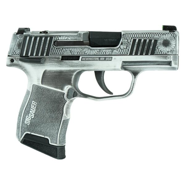 Sig Sauer Exclusive P365-380 "Sun Flower" Handgun 380 Auto 10rd Magazine 3.1" Barrel Black Manual Safety - Precision Shot Firearms