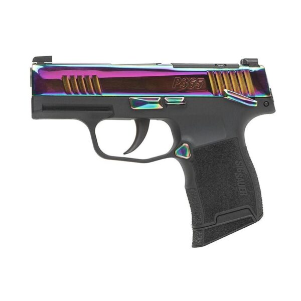 Sig Sauer P365 380 Rainbow Handgun .380 ACP 10rd Magazines (2) 3.1" Barrel Black with Rainbow Slide - Precision Shot Firearms