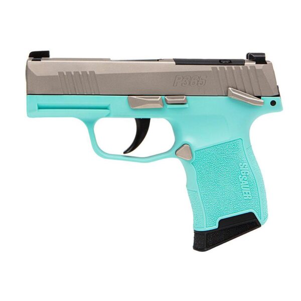 Sig Sauer P365 Robins Egg Blue Handgun .380 ACP 10rd Magazines(2) 3.1" Nickel Slide Optic Ready - Precision Shot Firearms