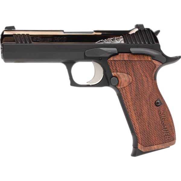 Sig Sauer P210 Carry Handgun 9mm Luger 8rd Magazines (3) 4.1" Barrel Black with Engraved Rosewood Grips - Precision Shot Firearms