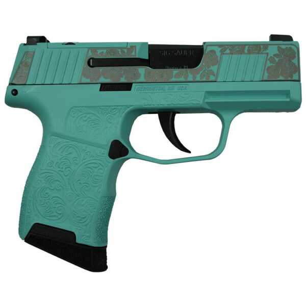 Sig Sauer "Gun & Roses-Robin's Egg Blue" P365 Optic Ready Handgun 9mm Luger 10rd Magazines(2) 3.1" Barrel X-RAY 3 Sights - Precision Shot Firearms