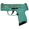 Sig Sauer "Gun & Roses-Robin's Egg Blue" P365 Optic Ready Handgun 9mm Luger 10rd Magazines(2) 3.1" Barrel X-RAY 3 Sights - Precision Shot Firearms