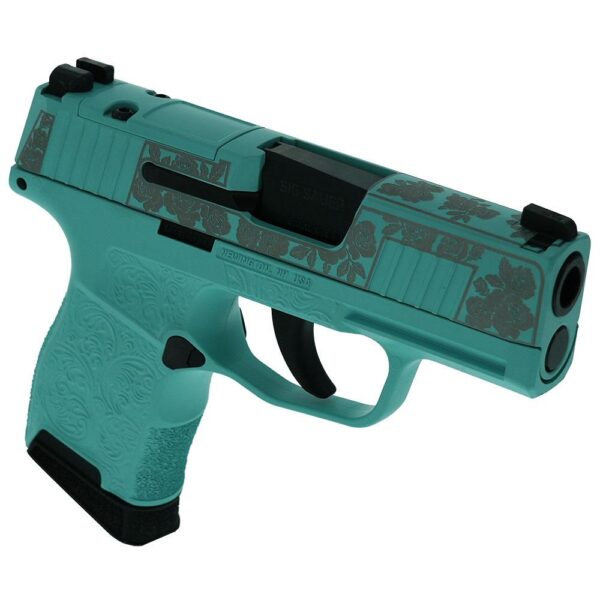 Sig Sauer "Gun & Roses-Robin's Egg Blue" P365 Optic Ready Handgun 9mm Luger 10rd Magazines(2) 3.1" Barrel X-RAY 3 Sights - Precision Shot Firearms