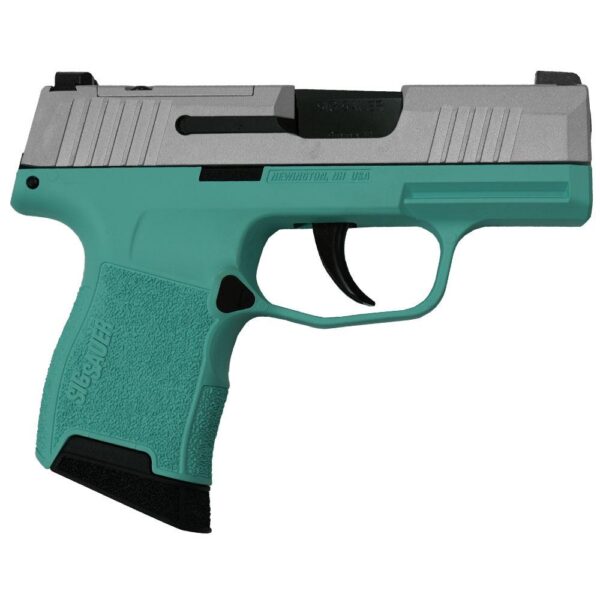 Sig Sauer "Silver Slide/Robin's Egg Blue Frame" P365 Optic Ready Handgun 9mm Luger 10rd Magazines(2) 3.1" Barrel X-RAY 3 Sights - Precision Shot Firearms