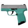 Sig Sauer "Silver Slide/Robin's Egg Blue Frame" P365 Optic Ready Handgun 9mm Luger 10rd Magazines(2) 3.1" Barrel X-RAY 3 Sights - Precision Shot Firearms