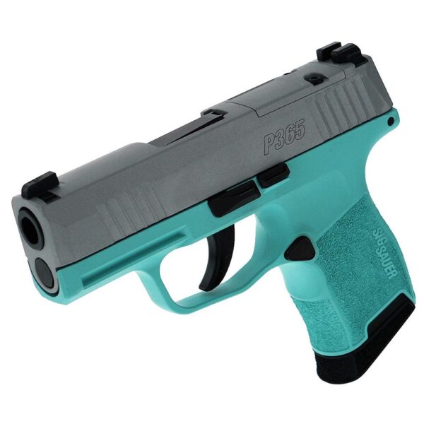 Sig Sauer "Silver Slide/Robin's Egg Blue Frame" P365 Optic Ready Handgun 9mm Luger 10rd Magazines(2) 3.1" Barrel X-RAY 3 Sights - Precision Shot Firearms