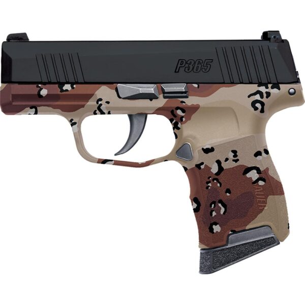Sig Sauer P365 Custom "Chocolate Chip Hydro Dip Frame" Handgun 9mm Luger 10rd Magazines 3.1" Barrel Black Slide - Precision Shot Firearms