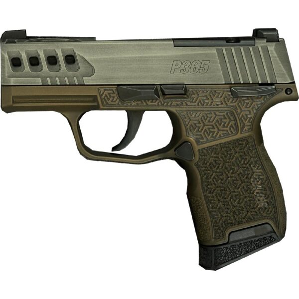 Sig Sauer P365 "Gold Bug"Distressed Gray/Brown OR Handgun 9mm Luger 10rd Magazines(2) 3.1" Barrel X-RAY 3 Sights Manual Safety - Precision Shot Firearms