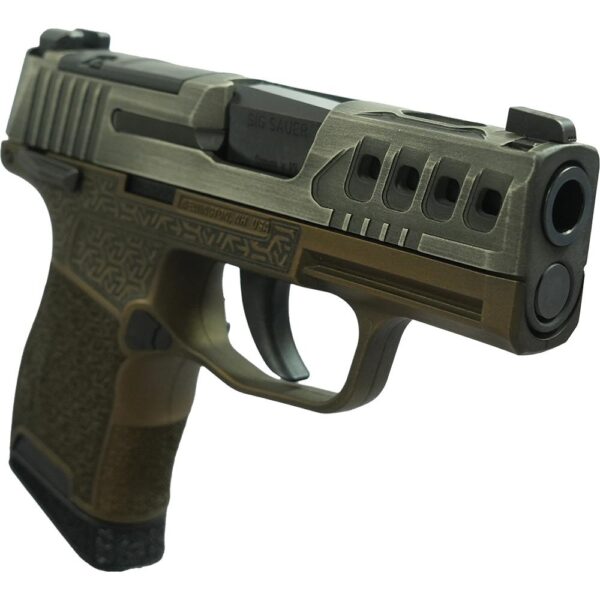 Sig Sauer P365 "Gold Bug"Distressed Gray/Brown OR Handgun 9mm Luger 10rd Magazines(2) 3.1" Barrel X-RAY 3 Sights Manual Safety - Precision Shot Firearms