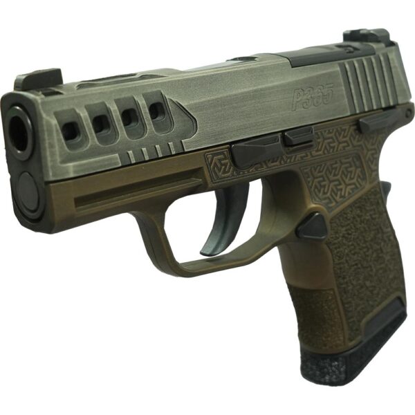 Sig Sauer P365 "Gold Bug"Distressed Gray/Brown OR Handgun 9mm Luger 10rd Magazines(2) 3.1" Barrel X-RAY 3 Sights Manual Safety - Precision Shot Firearms
