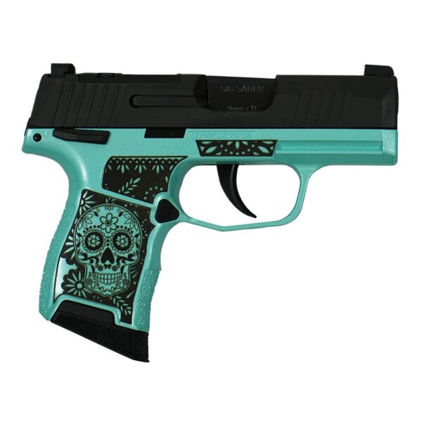 Sig Sauer "Sugar Skull Robin's Egg Blue Glitter" P365 Optic Ready Handgun 9mm Luger 10rd Magazines(2) 3.1" Barrel X-RAY 3 Sights Manual Safety - Precision Shot Firearms