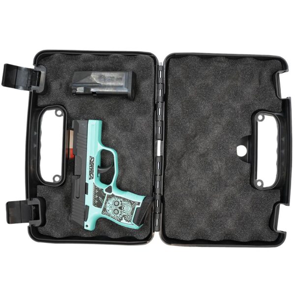 Sig Sauer "Sugar Skull Robin's Egg Blue Glitter" P365 Optic Ready Handgun 9mm Luger 10rd Magazines(2) 3.1" Barrel X-RAY 3 Sights Manual Safety - Precision Shot Firearms