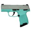 Sig Sauer "Silver Slide/Robin's Egg Blue Frame" P365 Optic Ready Handgun 9mm Luger 10rd Magazines(2) 3.1" Barrel X-RAY 3 Sights Manual Safety - Precision Shot Firearms