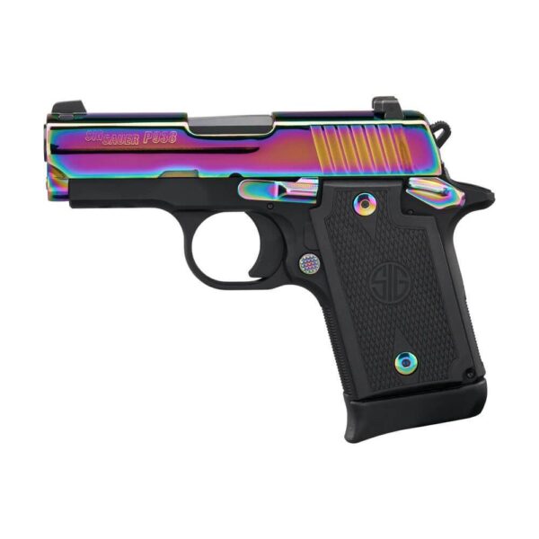 Sig Sauer P938 Titanium Rainbow SAO Handgun 9mm Luger 7rd Magazines(2) 3" Barrel G10 Grips - Precision Shot Firearms