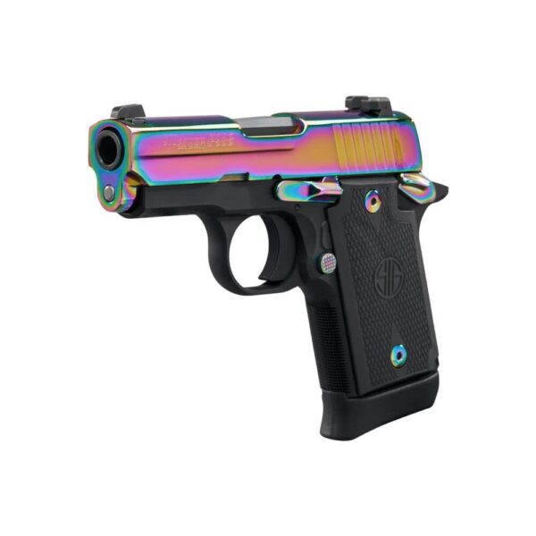 Sig Sauer P938 Titanium Rainbow SAO Handgun 9mm Luger 7rd Magazines(2) 3" Barrel G10 Grips - Precision Shot Firearms