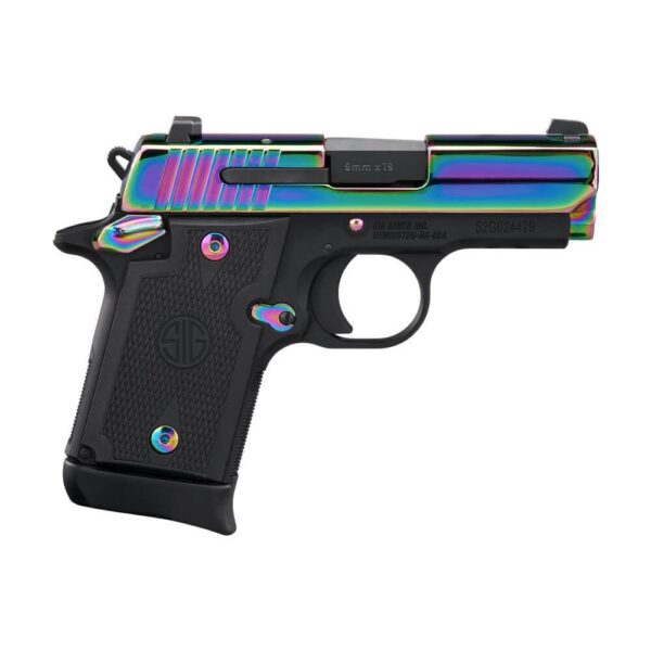 Sig Sauer P938 Titanium Rainbow SAO Handgun 9mm Luger 7rd Magazines(2) 3" Barrel G10 Grips - Precision Shot Firearms