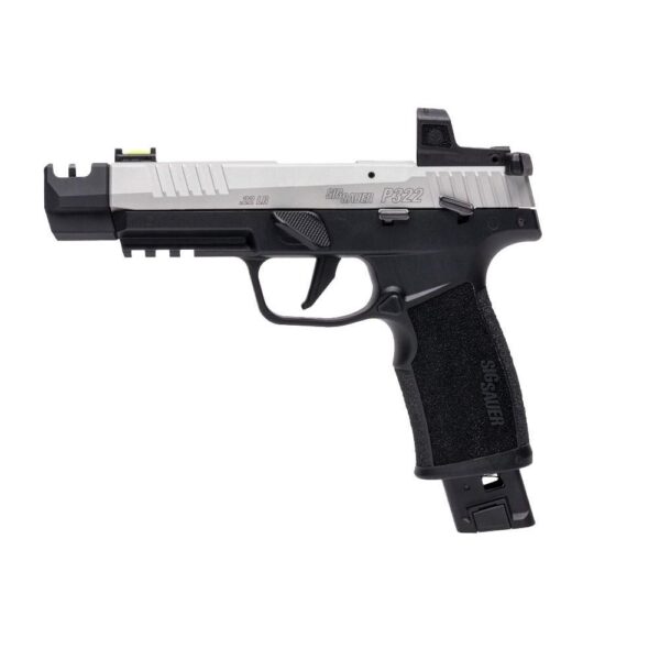 Sig Sauer P322 Compact Handgun .22 LR 20rd (1) & 25rd (1) Magazines 4" Barrel Silver Slide with Black Frame and RomeoZero Elite Red Dot - Precision Shot Firearms