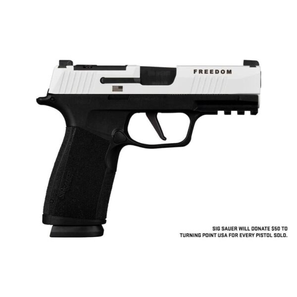 SIG P365-XMacro Freedom Handgun 9mm luger 17rd Magazines(2) 3.7" Barrel Two-Tone White on Black Optic Ready - Precision Shot Firearms