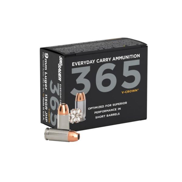 Sig 365 Elite V-Crown Handgun Ammunition 9mm Luger 115 gr JHP 1050 fps 20/ct - Precision Shot Firearms
