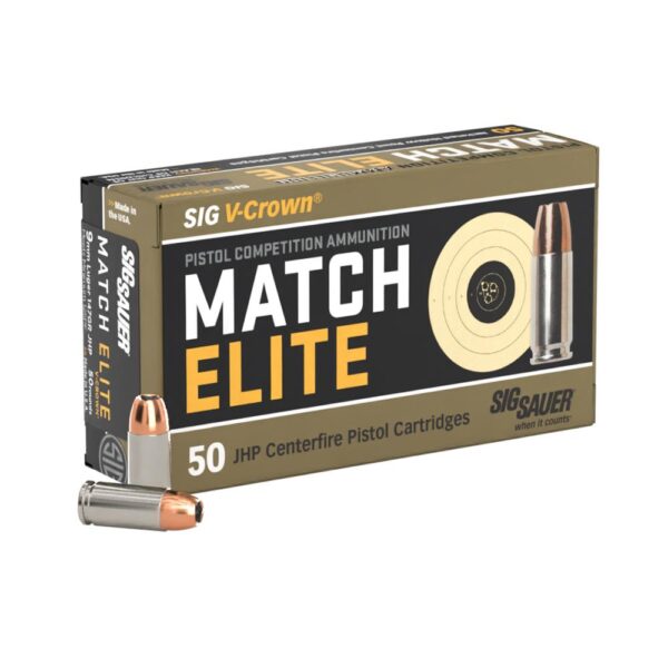 Sig Sauer Match Elite Handgun Ammunition 9mm Luger 147gr JHP 880 fps 50/ct - Precision Shot Firearms